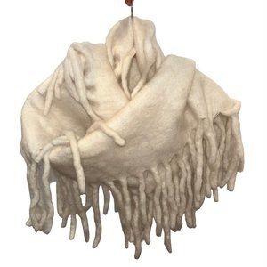 indaba cream all fringe along sides COZY chunky lightweaight wrap scarf